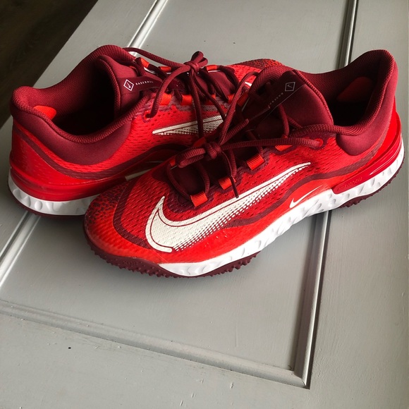 Nike Alpha Huarache Elite 4 TF Turf Hyper Red baseball shoes - Picture 1 of 10